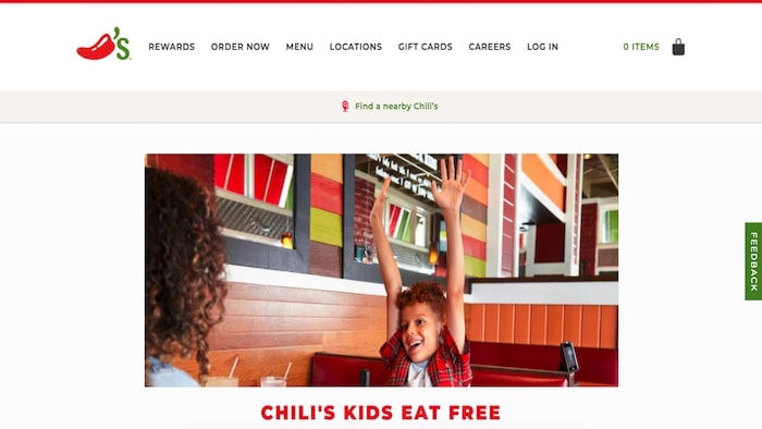 Chili's home page