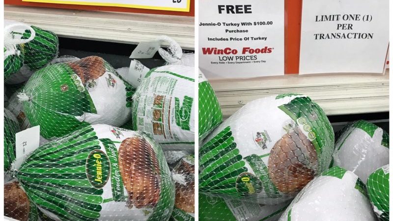 WinCo: FREE Turkey with $125 Purchase through 11/22