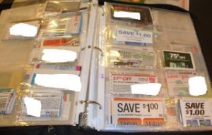 coupons inside of a three ring binder